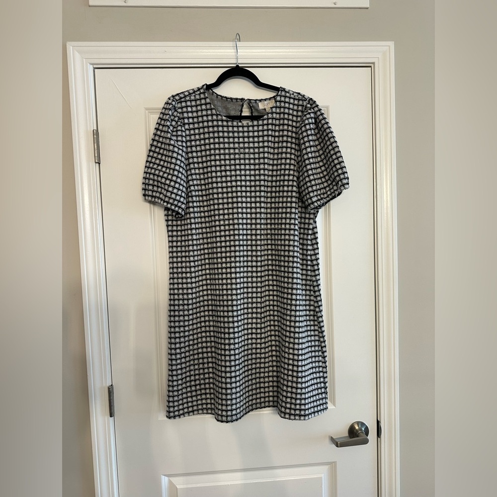 LOFT Monochrome Grid Mini Dress